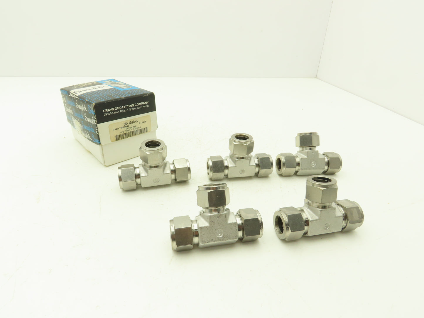 Swagelok SS-1010-3 Union Tee Fitting 5/8" Tube 316 Stainless Lot of 5