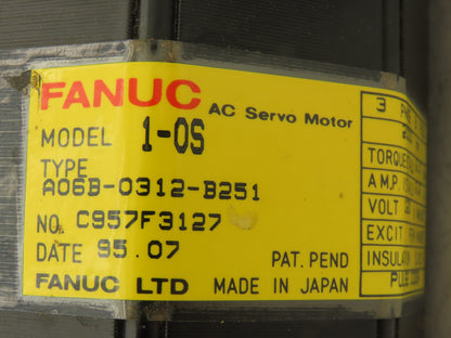 Fanuc A06B-0312-B251 AC Servo Motor 2000 RPM 120V - Encoder A290-0521-V581