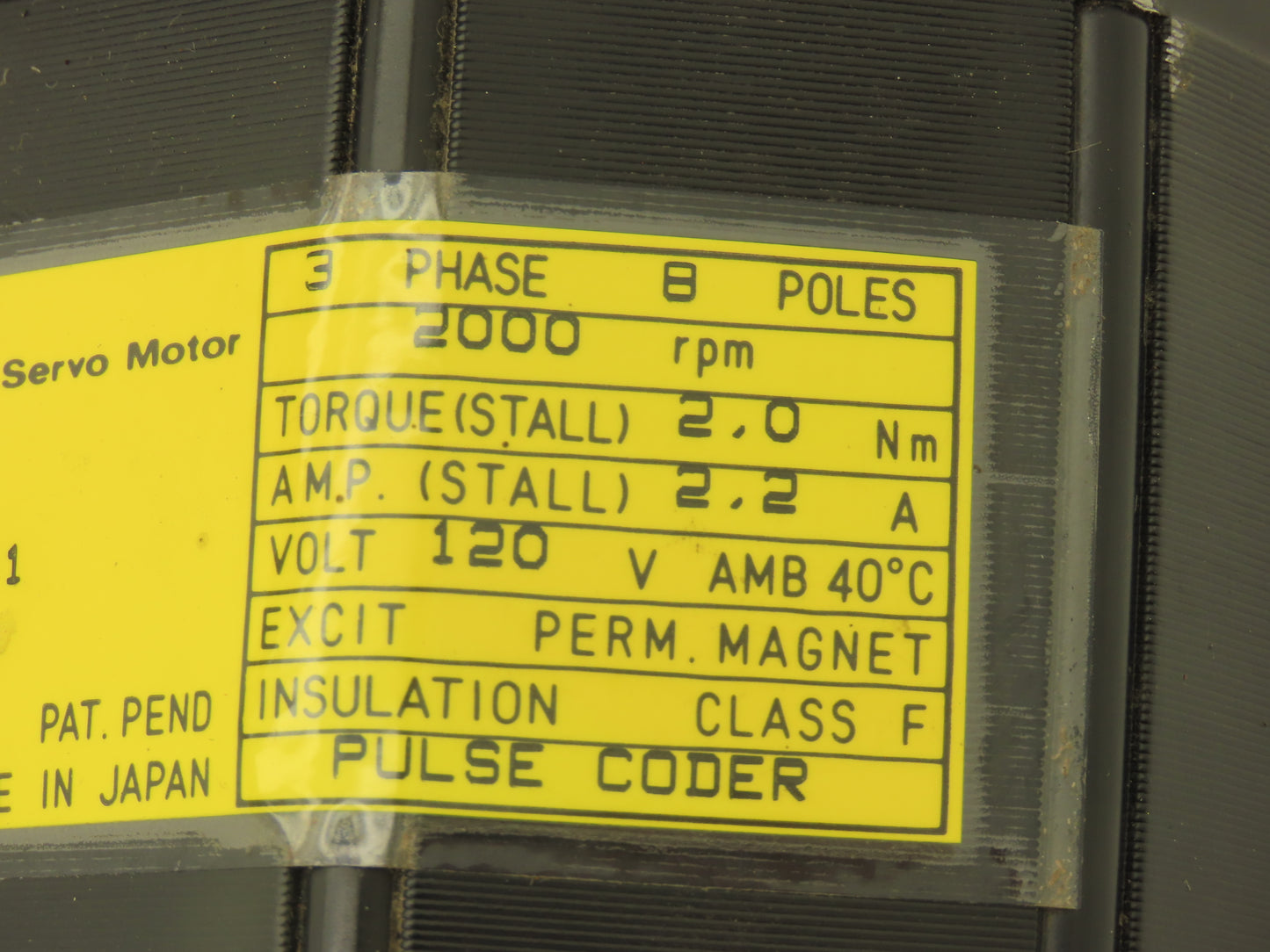 Fanuc A06B-0312-B251 AC Servo Motor 2000 RPM 120V - Encoder A290-0521-V581