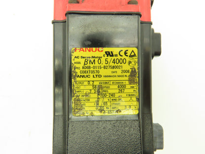 Fanuc A06B-0115-B275#0021 AC Servo Motor 0.2kw 4000RPM Encoder A20B-8200-0143