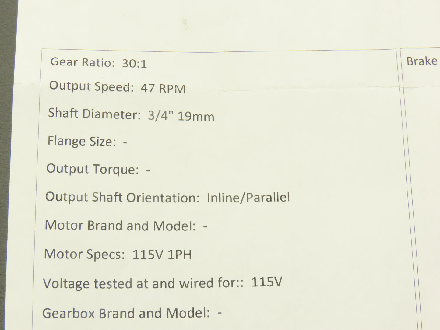 Bodine 42R5BFCI-E3 Gearmotor 230VAC 1PH 30:1 Ratio 47rpm Inline Parallel