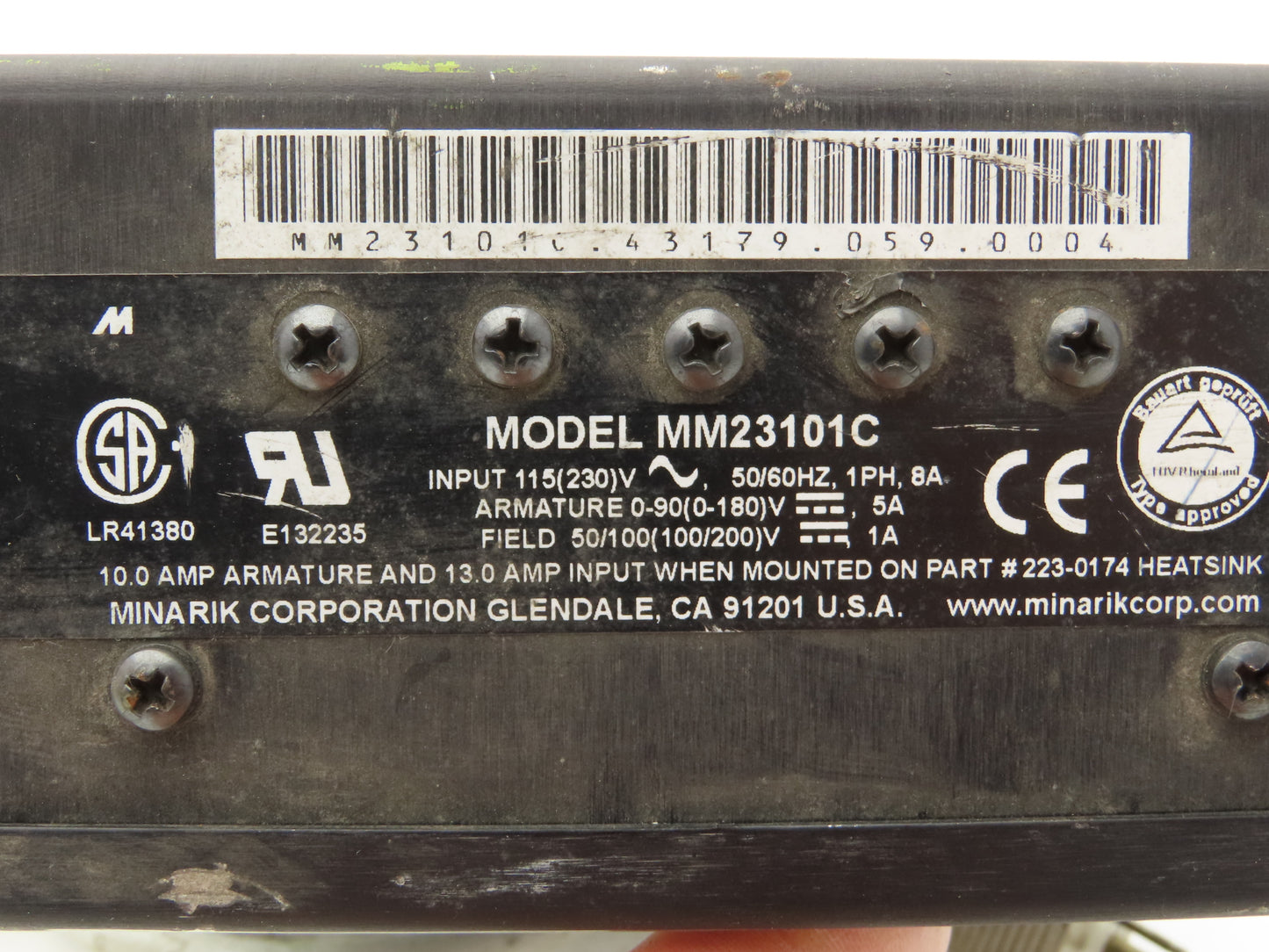 Minarik Master 20000 DC Motor Control Speed Drive 90/180VDC 115/230V Input