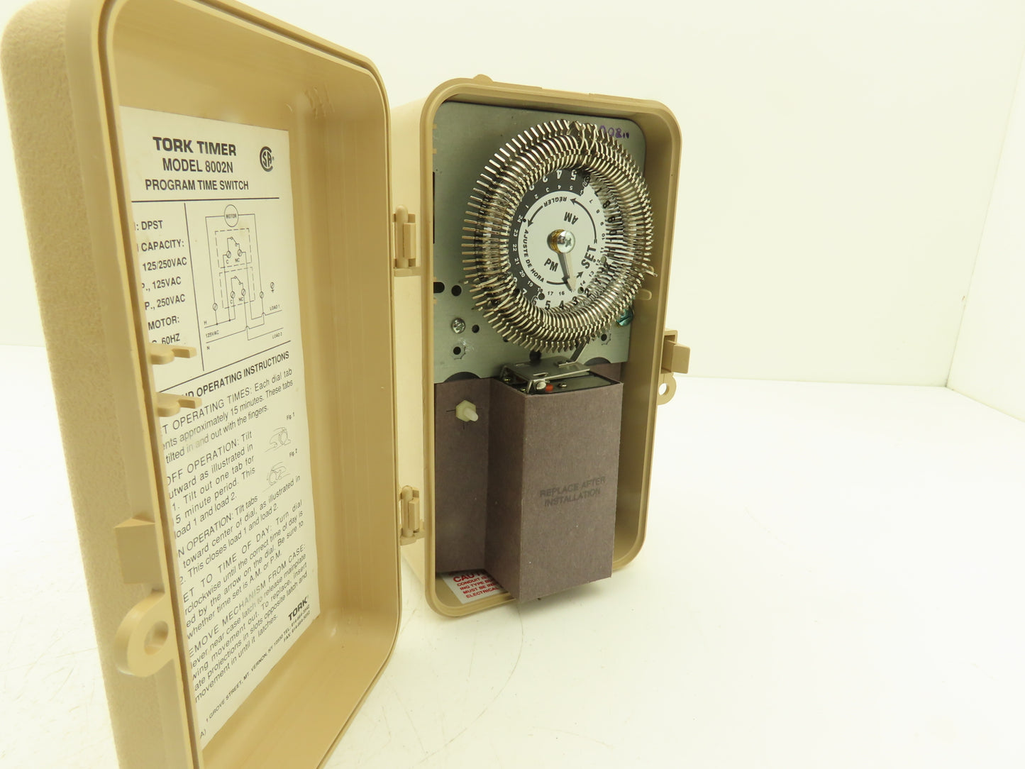 Tork 8002N 24 Hour Mechanical Dial Timer Switch DPST 20A 120V Outdoor