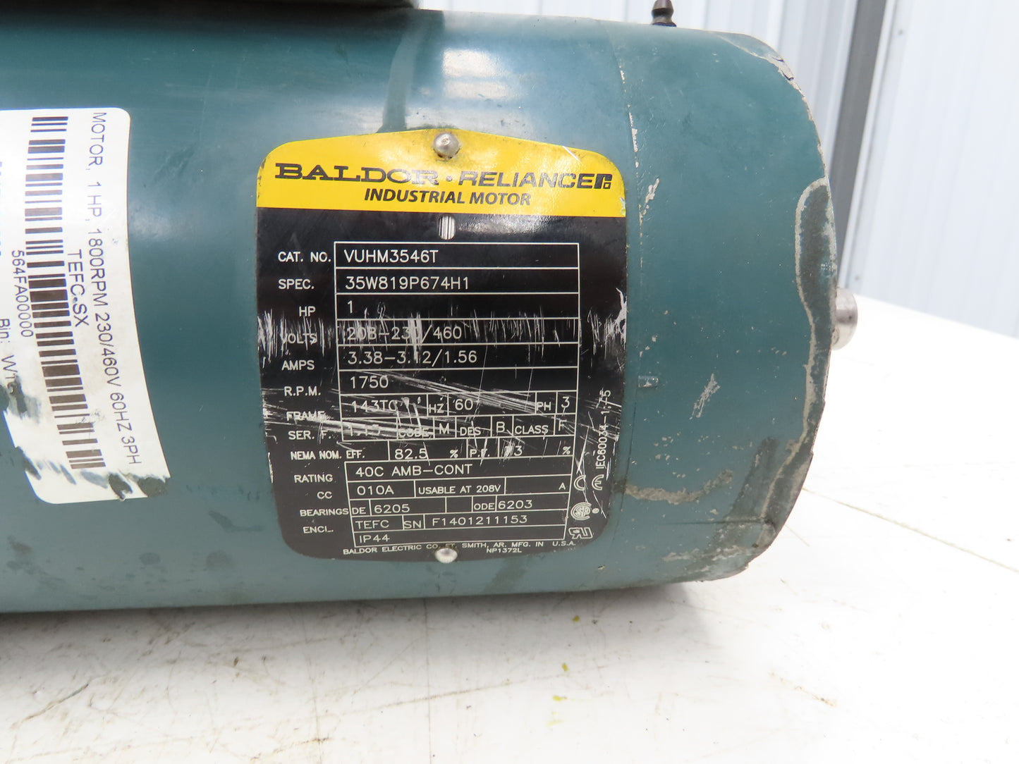 Baldor-Reliance VUHM3546T AC Motor 1Hp 1750RPM 208-230/460V 143TC TEFC