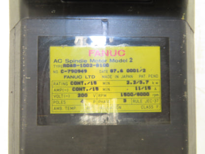 Fanuc A06B-1002-B100 AC Spindle Motor 3.7kW 6000rpm 200v 3ph