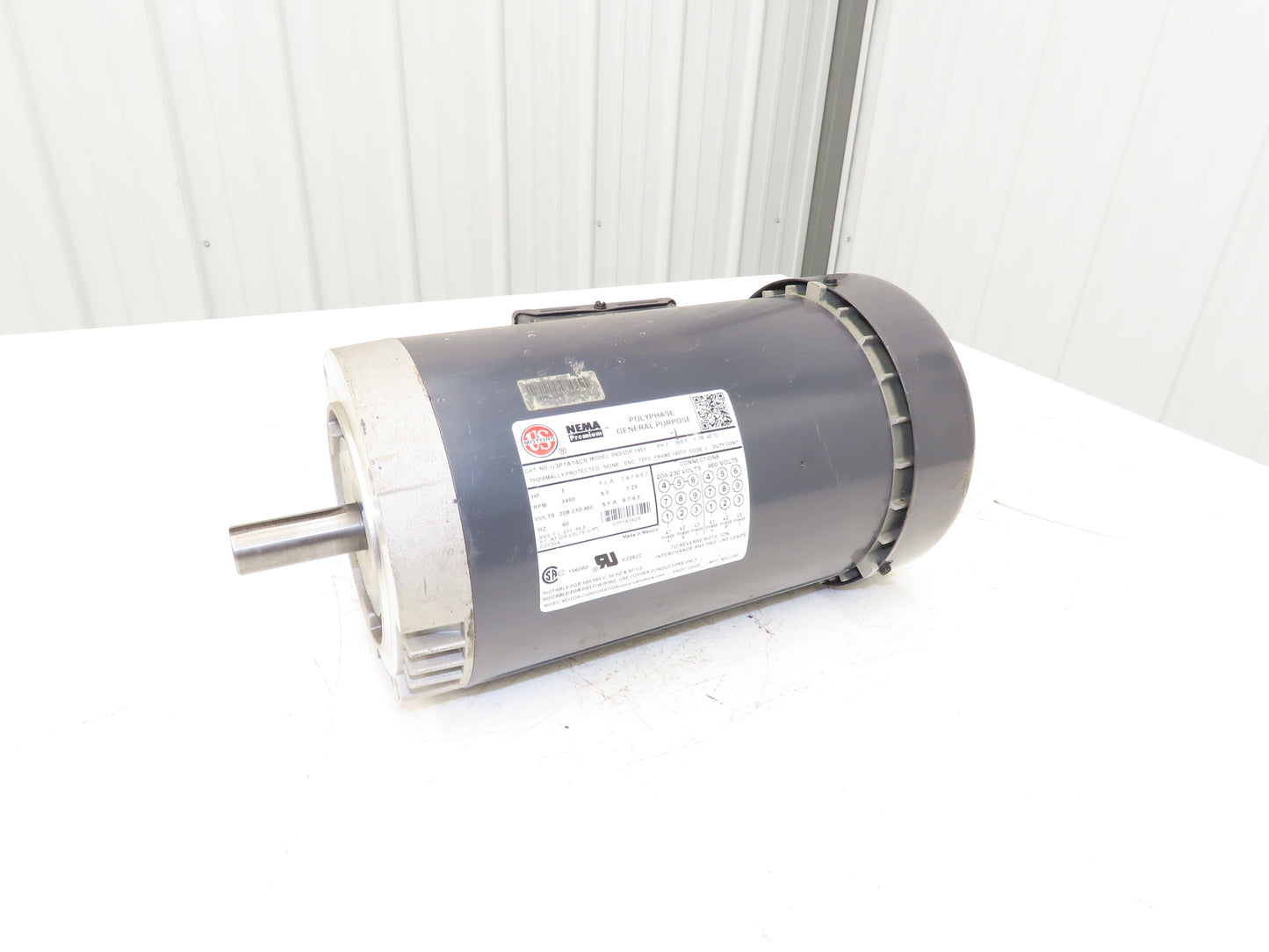 US Motors P63GDP-1451 Polyphase AC Motor 3Hp 3450RPM 208-230/460V 3Ph 145TC TEFC