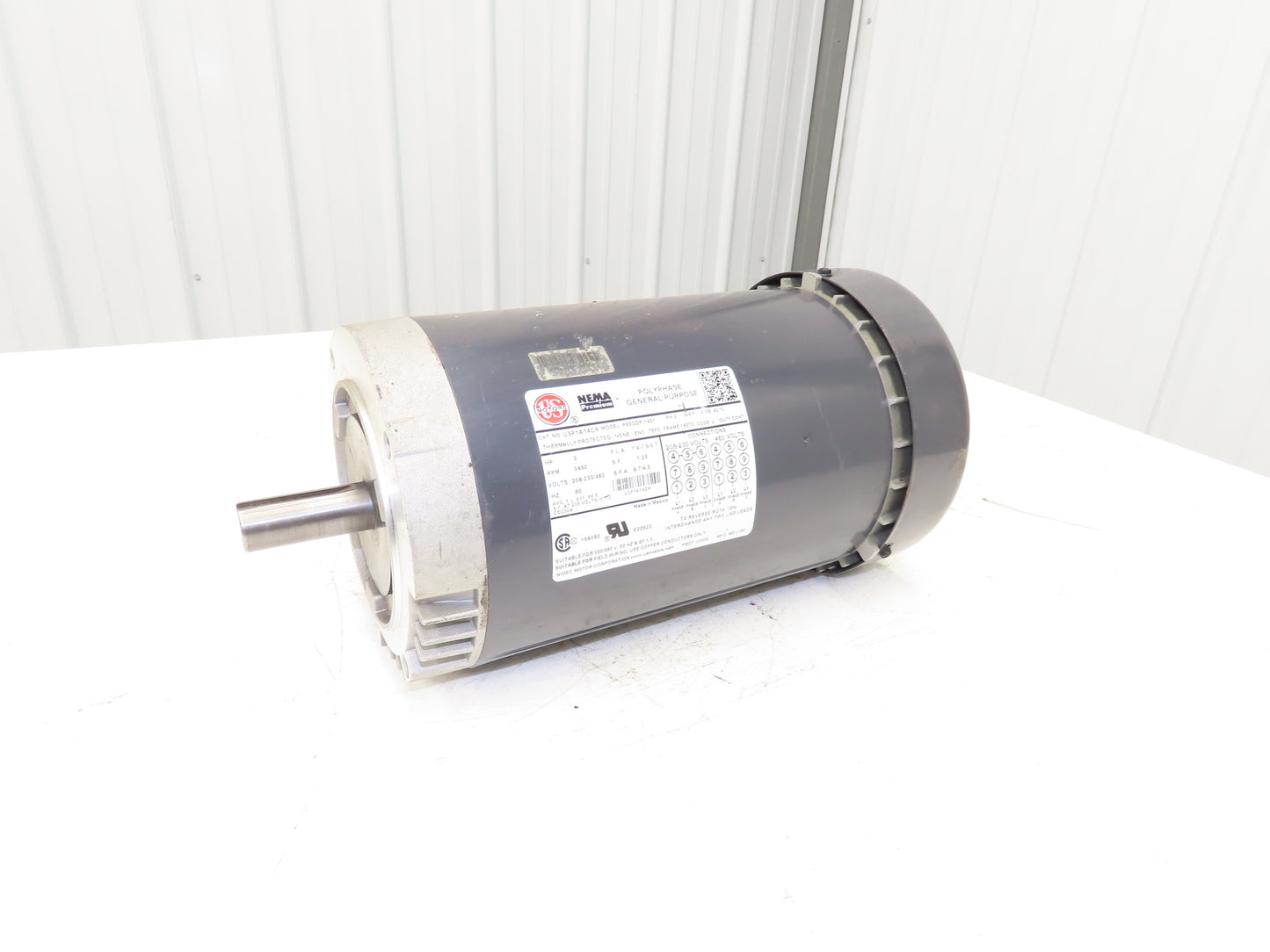 US Motors P63GDP-1451 Polyphase AC Motor 3Hp 3450RPM 208-230/460V 3Ph 145TC TEFC