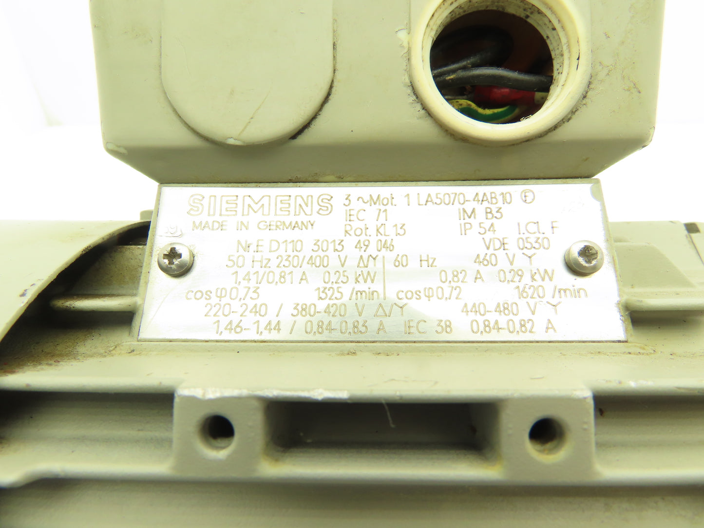 Siemens 1LA5070-4AB10 AC Motor 0.29kW 1620RPM 480V 3Ph