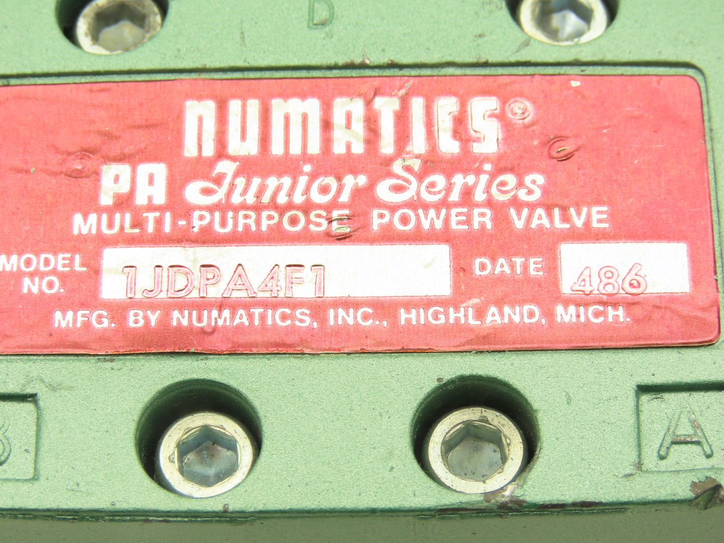 Numatics 1JDPA4F1 Pneumatic Air Power Valve w/Manifold PA Junior Series