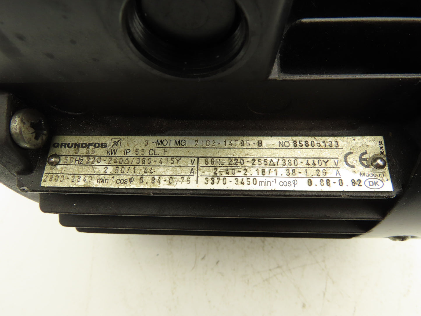 Grundfos 71B2-14F85-B AC Motor 0.55kW 3450RPM 220-255/380-440V 3Ph IEC 71 Frame