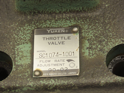 Yuken SC1074-1001 Hydraulic Flow Control Manual Throttle Valve