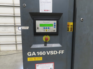 Ga160vsd Machine Atlas Copco GA160VSD-FF 215Hp Rotary Screw Air Compressor 1076CFM 460v ...
