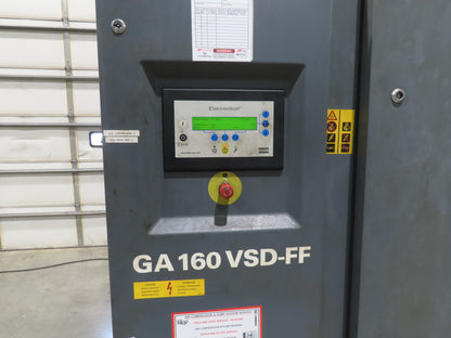 Atlas Copco GA160VSD-FF 215Hp Rotary Screw Air Compressor 1076CFM 460v Air Dryer