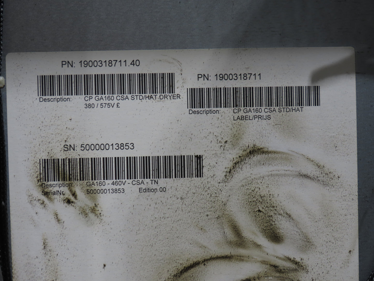 Atlas Copco GA160VSD-FF 215Hp Rotary Screw Air Compressor 1076CFM 460v Air Dryer