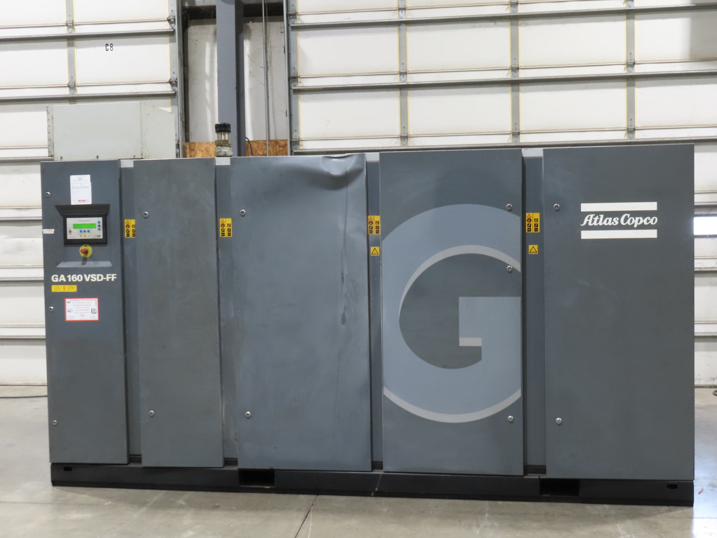 Atlas Copco GA160VSD-FF 215Hp Rotary Screw Air Compressor 1076CFM 460v Air Dryer