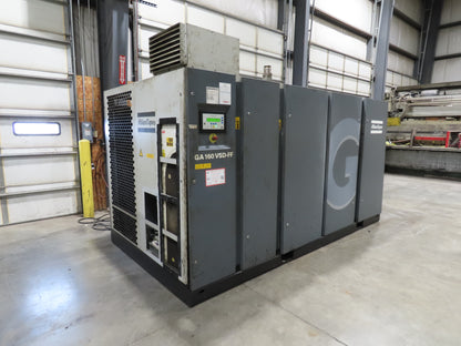 Atlas Copco GA160VSD-FF 215Hp Rotary Screw Air Compressor 1076CFM 460v Air Dryer