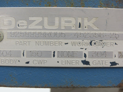 DeZurik KGLM 4" Stainless Lug Knife Gate Valve Rising Stem Metal Seat 304SS