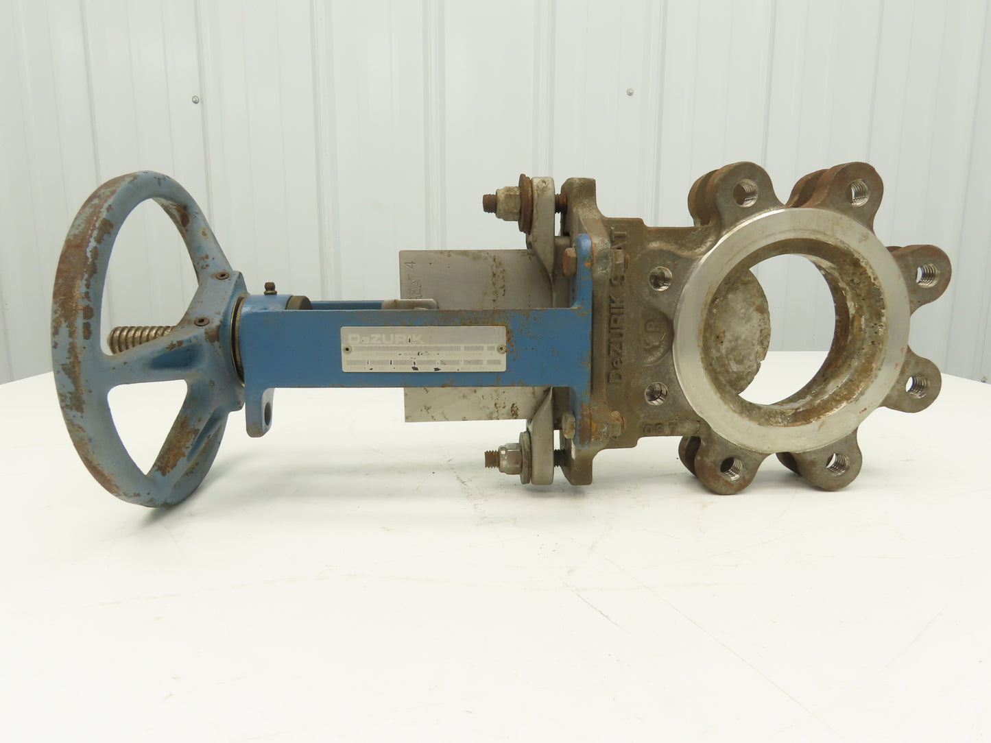DeZurik KGLM 4" Stainless Lug Knife Gate Valve Rising Stem Metal Seat 304SS