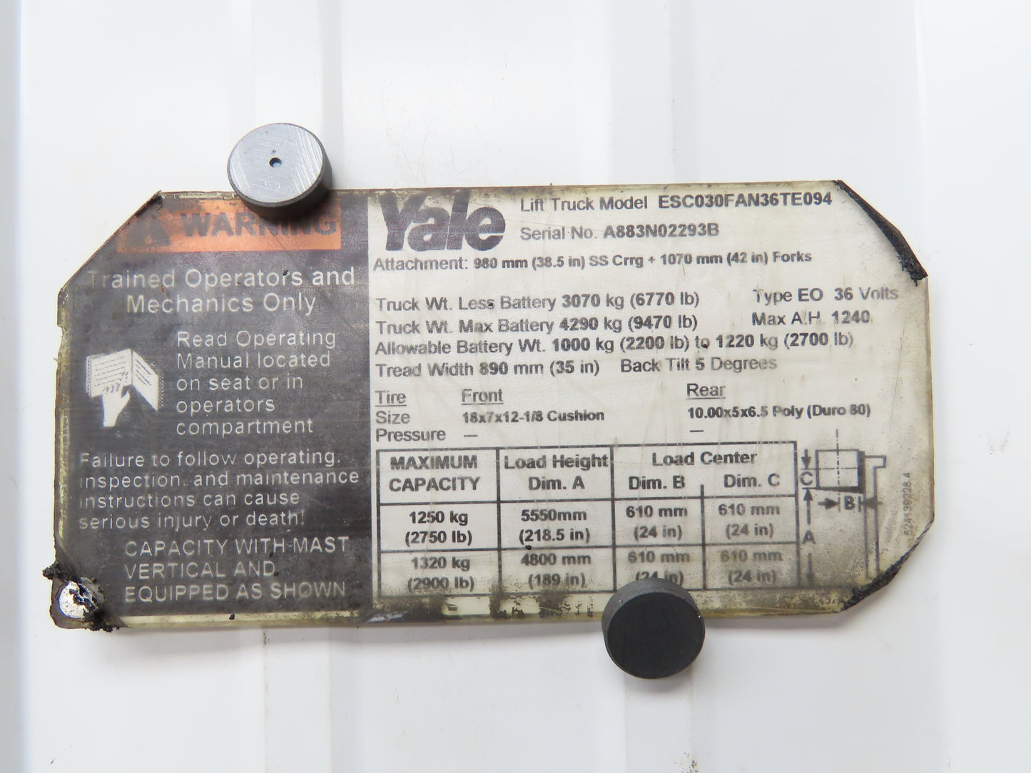 Yale 8507170 Forklift Right Front Drive Axle & Motor 5-Lug Off ESC030FAN36TE094