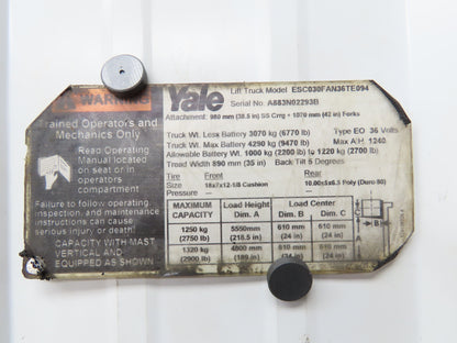 Yale 8507170 Forklift Right Front Drive Axle & Motor 5-Lug Off ESC030FAN36TE094