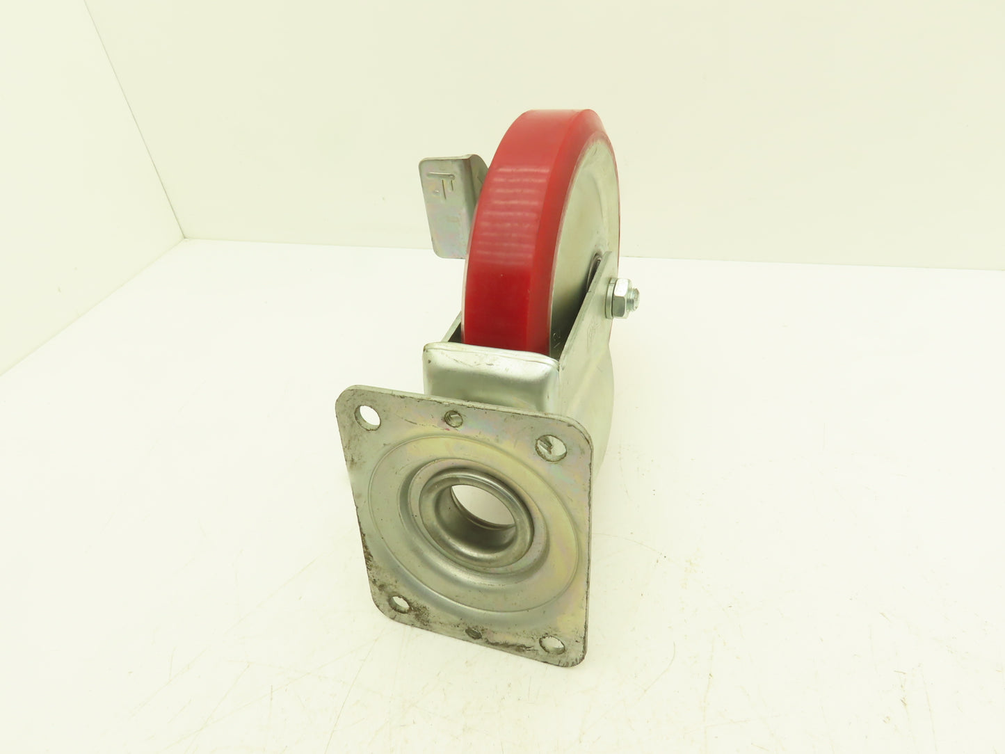 200x42mm 8" Red Polyurethane Swivel Plate Caster Wheel w/Brake J-200S  Lot of 2