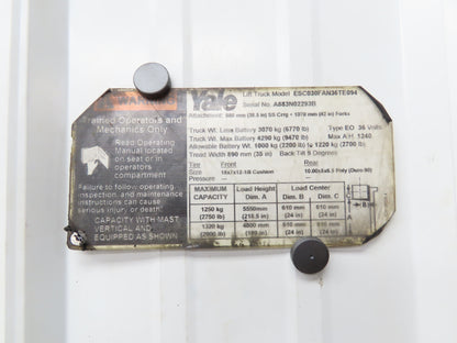 Yale Operator Center Rubber Floor Mat Off ESC030FAN36TE094 Forklift