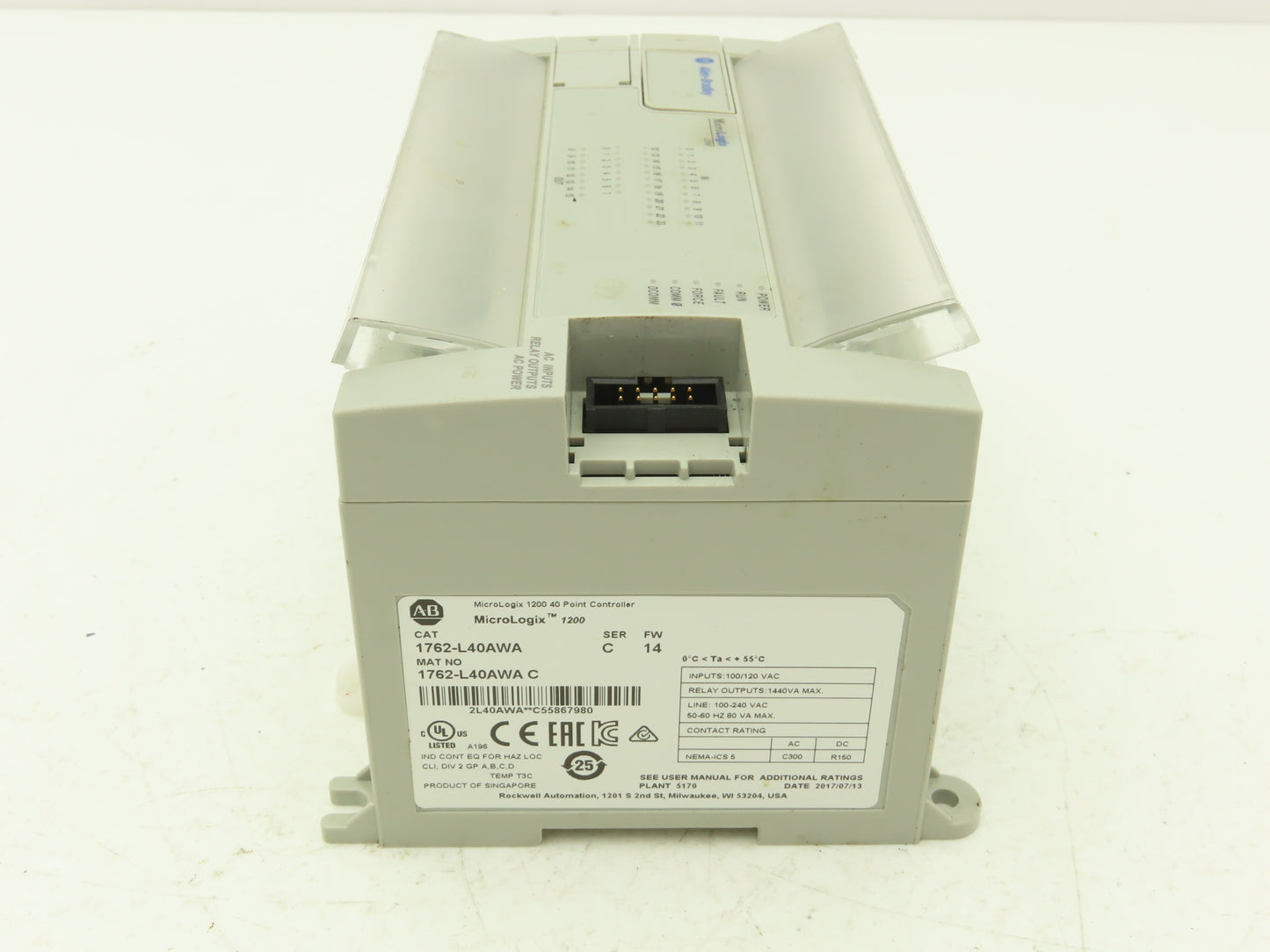 Allen Bradley 1762-L40AWA MicroLogix 1200 PLC Input Output Module Ser C FW 14