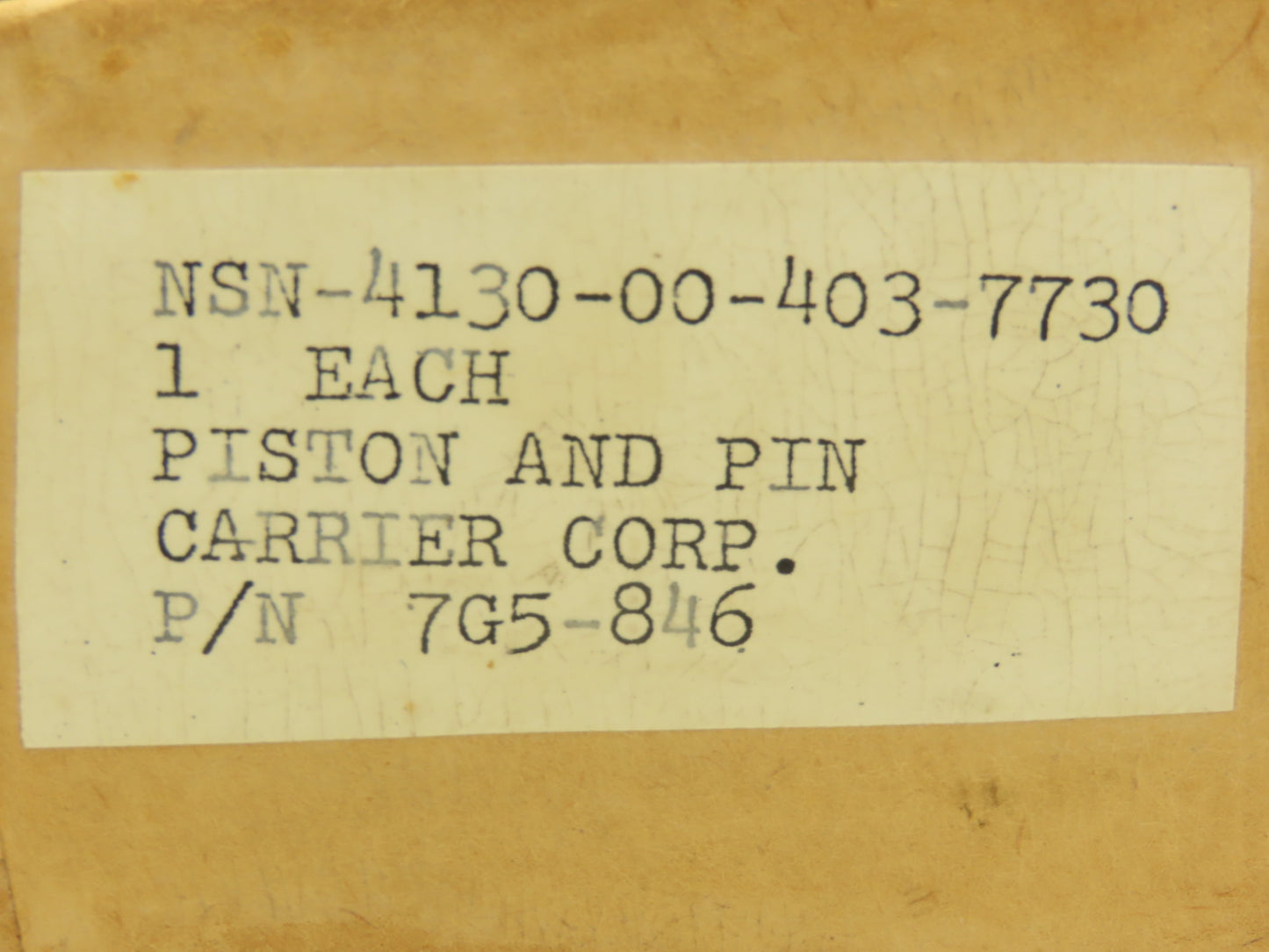 Carrier Corp 7G5-846 Piston and Pin Assembly 4.25" Dia