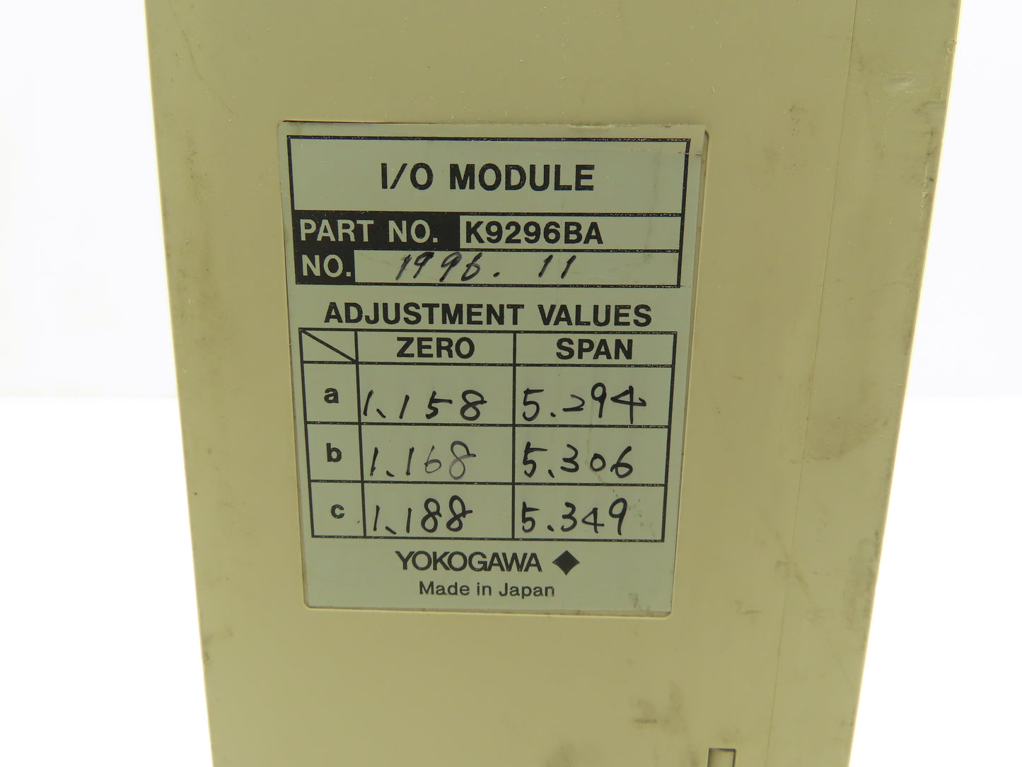 Yokogawa K9296BA PLC I/O Input Output Control Module