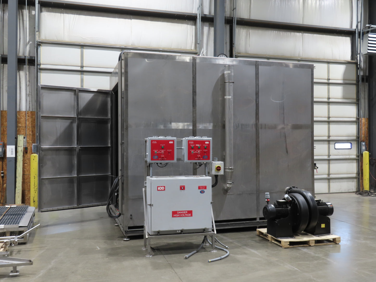 IDD Process Packaging Stainless Bulk Dryer System 52x120x96" ID 20kw Blowers x3