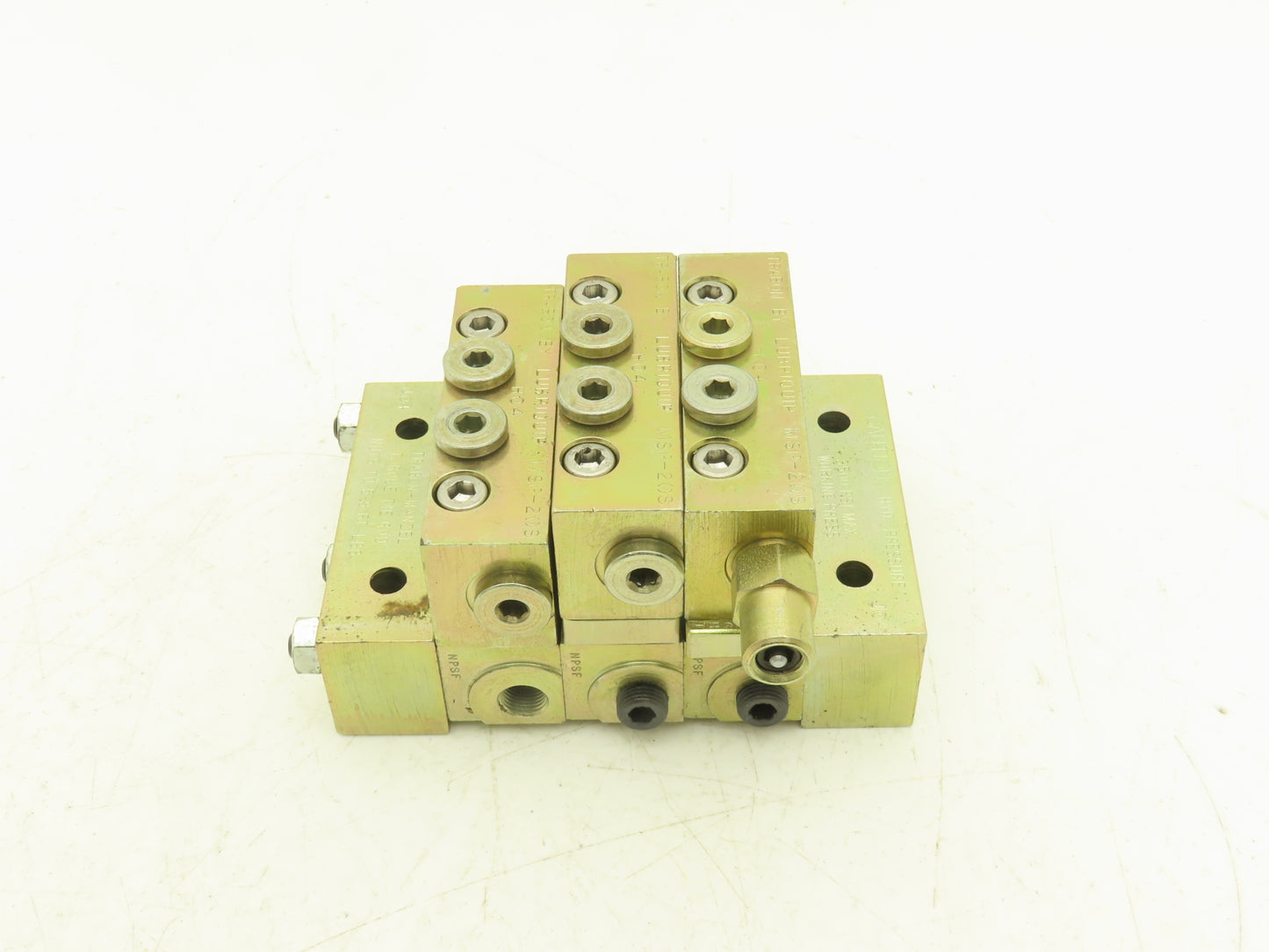 Trabon Lubriquip MSP-20S Modular Lubrication Divider 3-Valve Manifold Block Assy