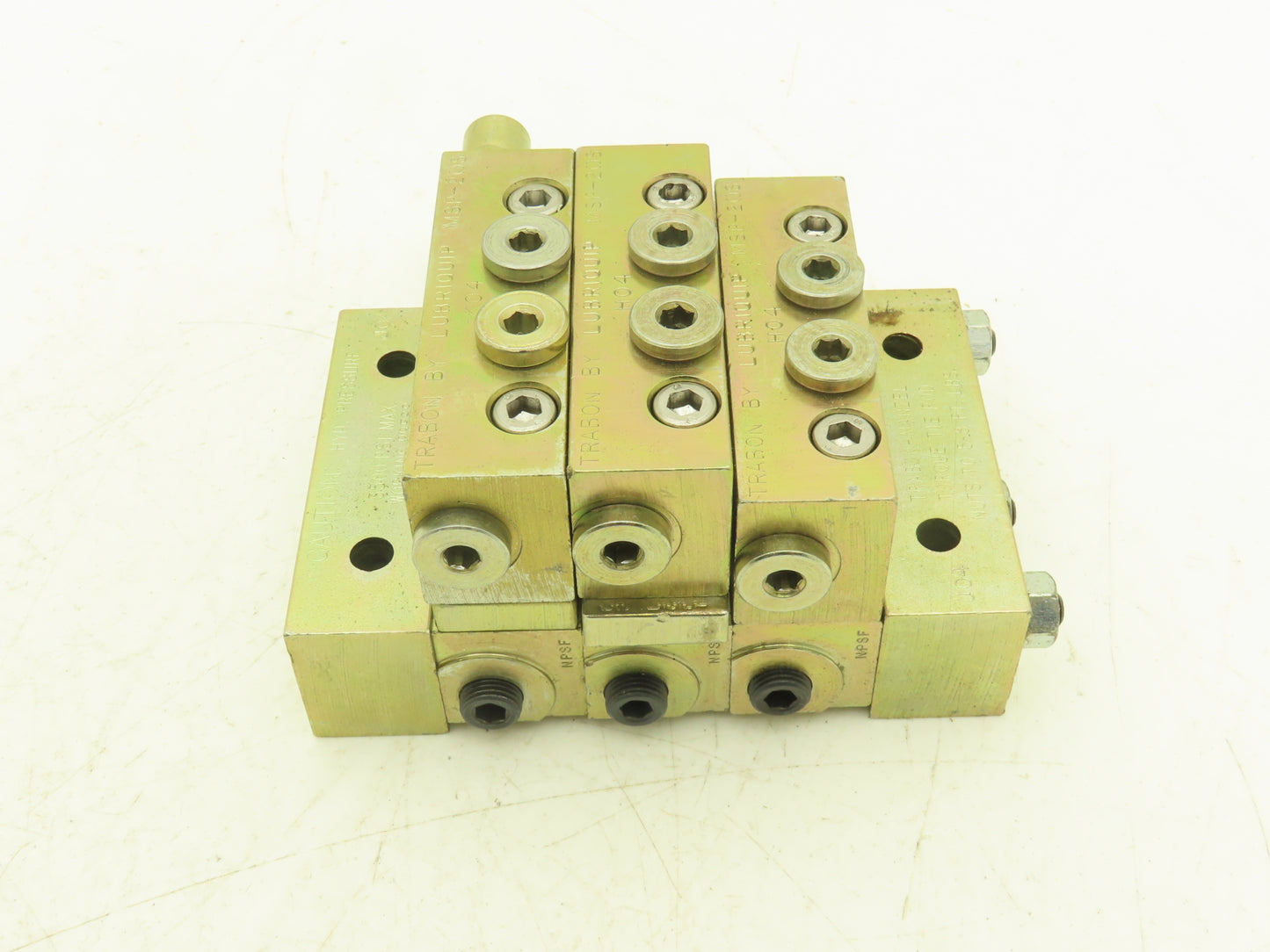 Trabon Lubriquip MSP-20S Modular Lubrication Divider 3-Valve Manifold Block Assy