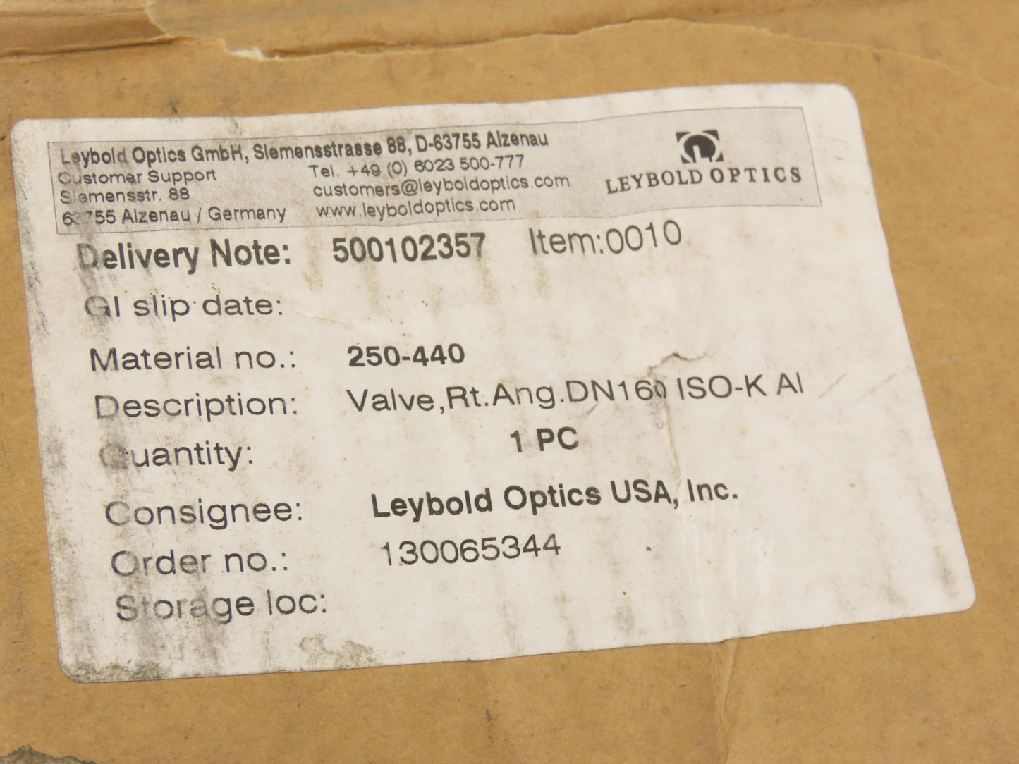 Inficon VAP160-A Right Angle Vacuum Valve 24V ISO-K 160 Flange 180mm 250-440