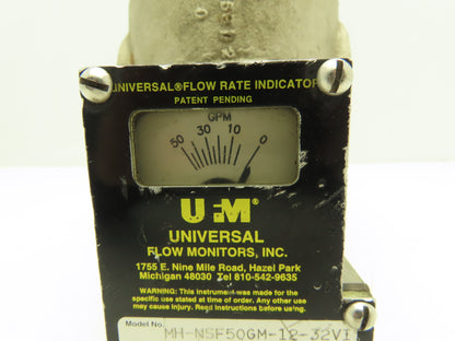 UFM Flow MH-NSF50GM-12-32V1 0-M3WR-PC4M-C-Z86 Flow Monitor 1-1/2"NPT B10481