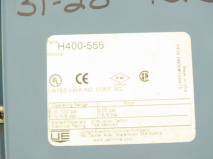 United Electric H400-555 Pressure Switch 0-100 PSI 480VAC 1/4"NPT