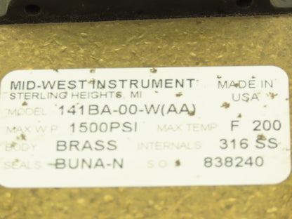 Midwest Instrument 141BA-00-W Diaphragm Type Differential Pressure Gauge Brass