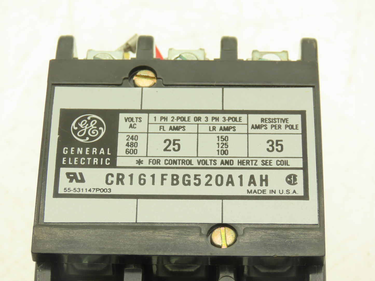 GE General Electric CR161FBG520A1AH Contactor 3-Pole 35A 120V Coil