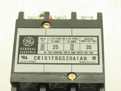 GE General Electric CR161FBG520A1AH Contactor 3-Pole 35A 120V Coil