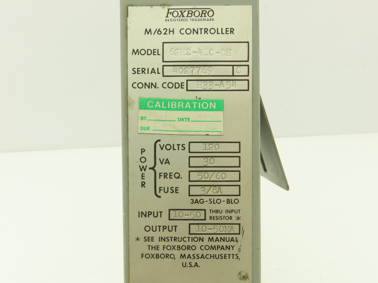 Foxboro 62HZ-4EC-OH M/62H Controller 120VAC 50/60Hz 10-50mA Output