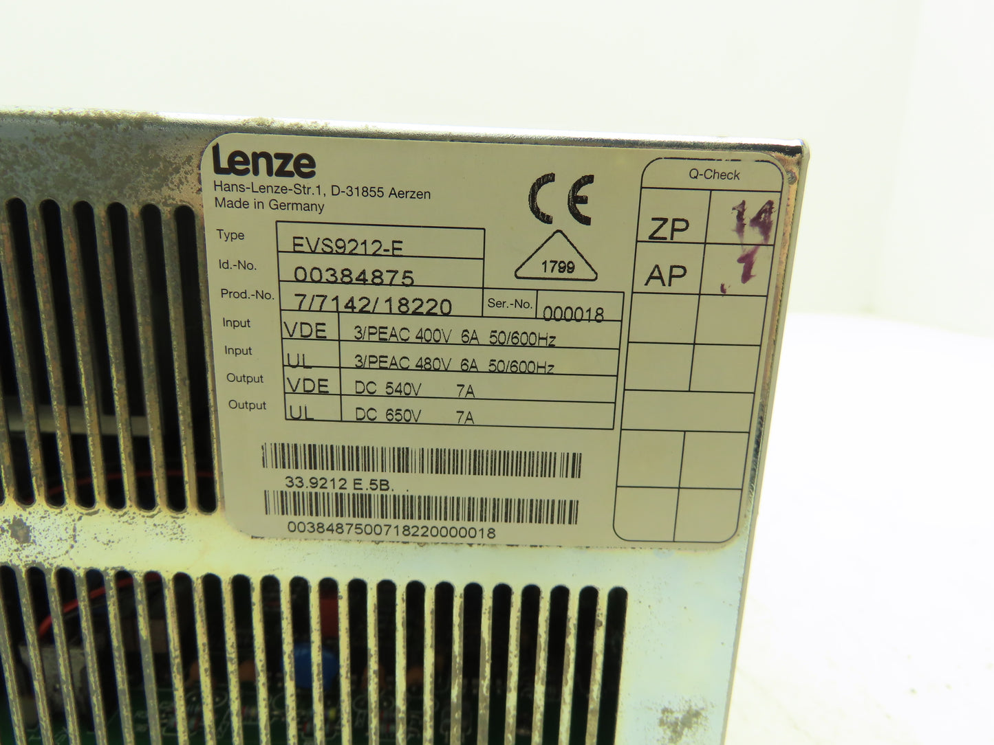 Lenze Servo Controller Power Supply 400/480VAC In 540/650VDC Out 7/7142/18220