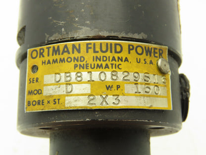 Ortman Model D Round Pneumatic Air Cylinder 2"Bore 3"Stroke Clevis Mount 150psi