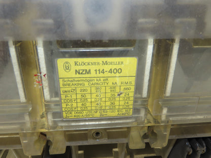 Klockner Moeller NZM 114-400 4 Pole Molded Case Circuit Breaker 400A 600V