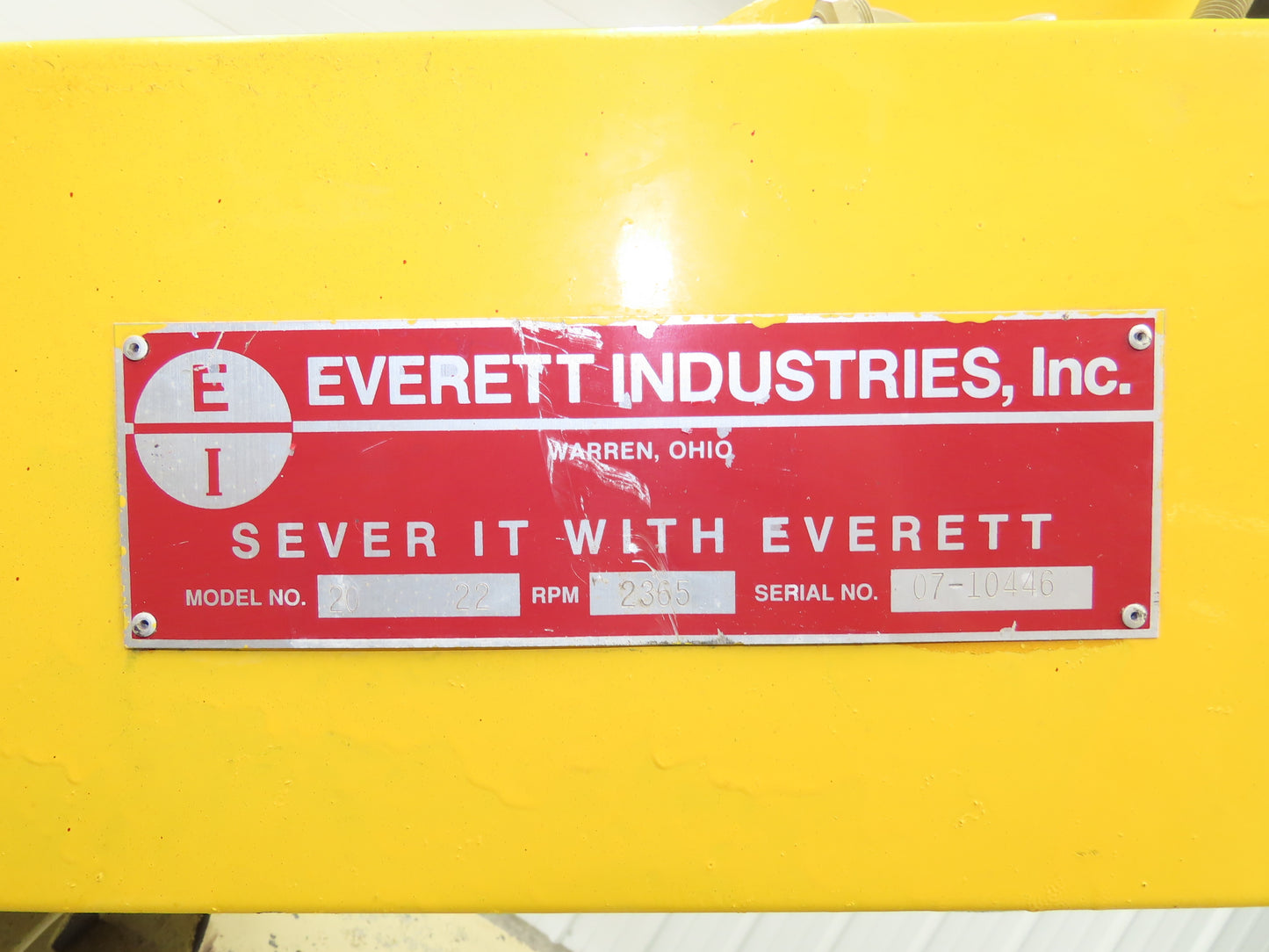Everett 16-MIT Cut Off Abrasive Metal Saw 16" Blade Exhaust Blower 10Hp 3210 RPM