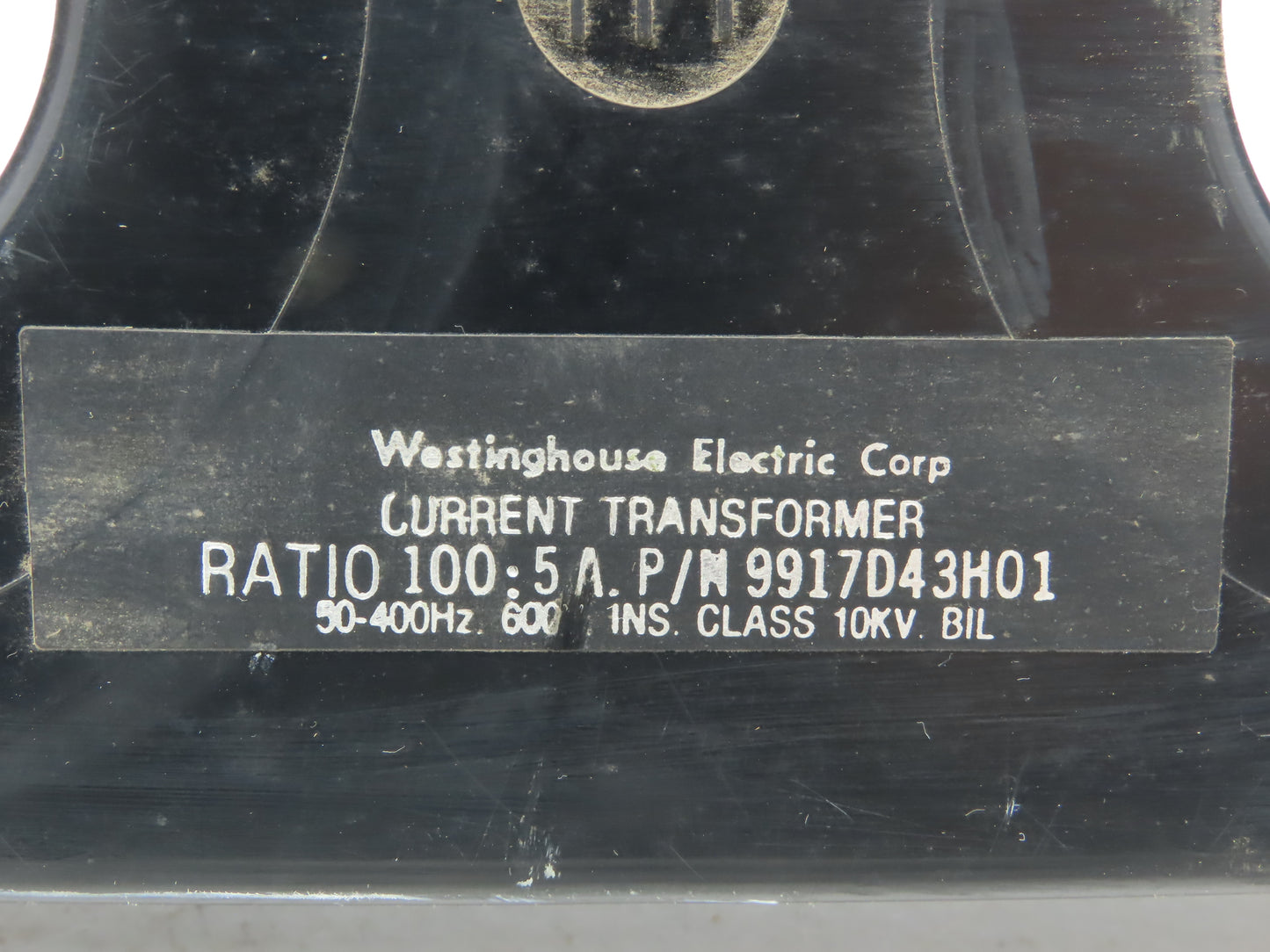 Westinghouse 9917D43H01 Ratio Current Transformer 600V 10KV 50-400Hz 100:5