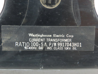 Westinghouse 9917D43H01 Ratio Current Transformer 600V 10KV 50-400Hz 100:5