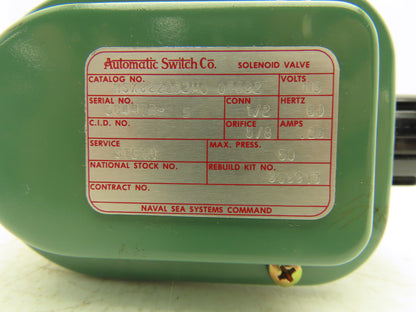 Asco HSX8222D2M0 07692 Solenoid Valve 50 PSI Steam 1/2"NPT 5/8 Orifice 115VAC