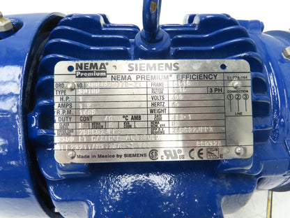 Siemens SD100 AC Motor w/Brake 1Hp 1466/1740 RPM 400/460V 3PH 145TC