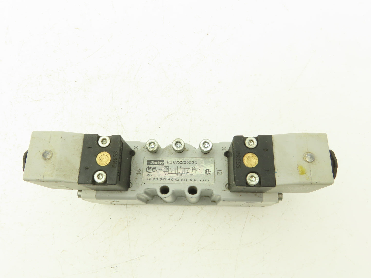 Parker H16VXXG023C Pneumatic Dual Solenoid Valve 4/2 145psi 120VAC