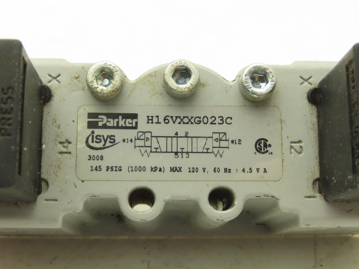 Parker H16VXXG023C Pneumatic Dual Solenoid Valve 4/2 145psi 120VAC