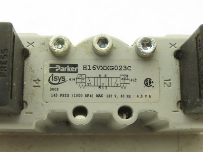 Parker H16VXXG023C Pneumatic Dual Solenoid Valve 4/2 145psi 120VAC
